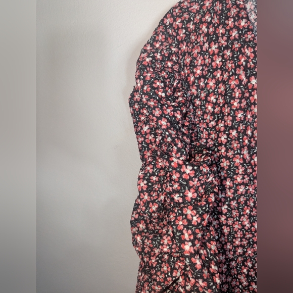 XL LOFT Puff Sleeve Floral Print Long Sleeve Stretch Top - Picture 4 of 6